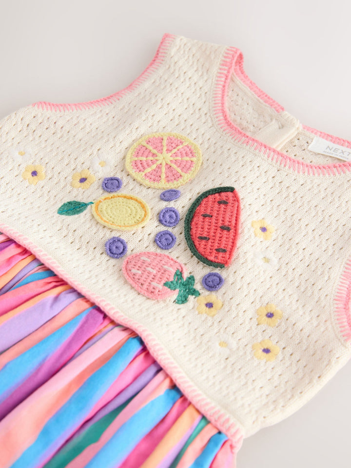 Rainbow Fruit Embroidered Dress (3mths-7yrs)