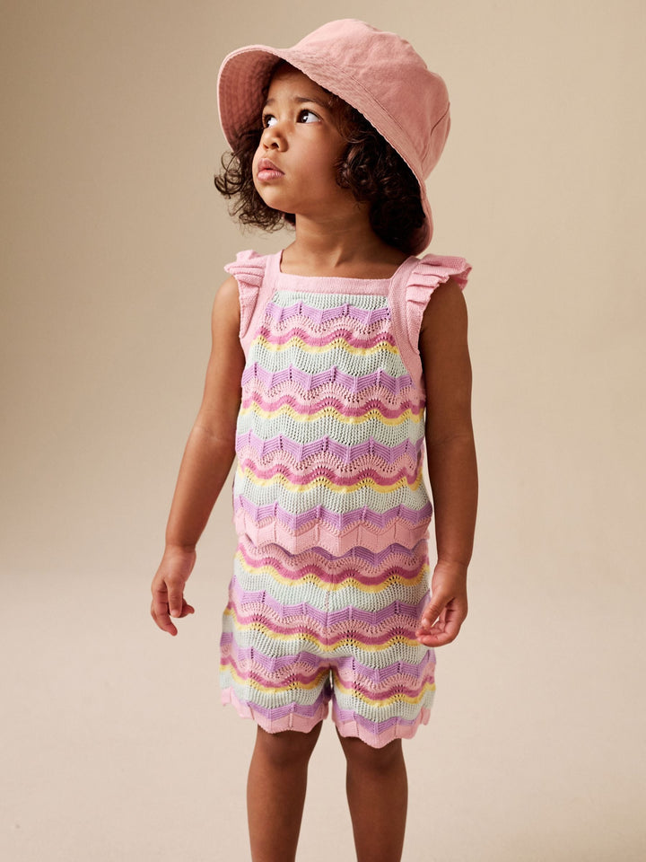 Pink Stripe Knitted Top And Shorts Set (3mths-7yrs)