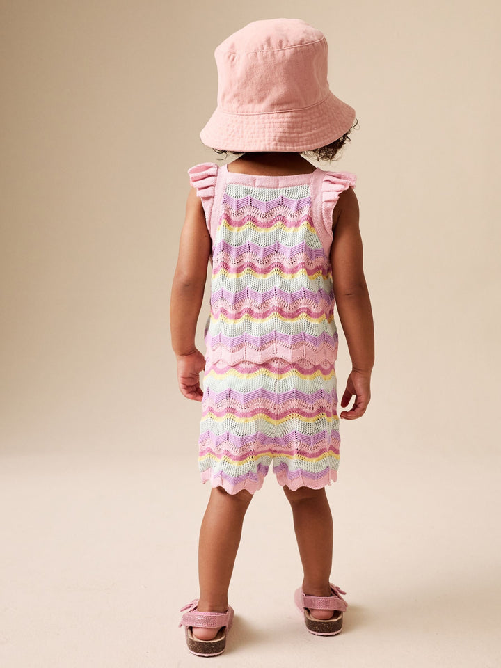 Pink Stripe Knitted Top And Shorts Set (3mths-7yrs)