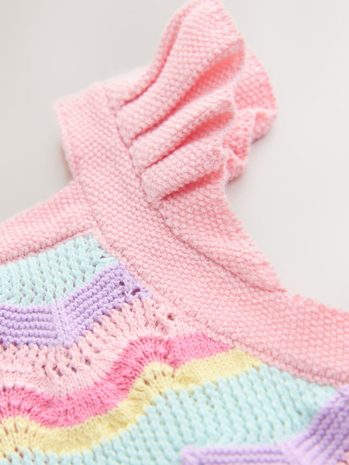 Pink Stripe Knitted Top And Shorts Set (3mths-7yrs)
