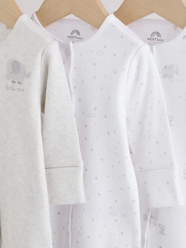 Grey Elephant Baby Sleepsuits 3 Pack (0-2yrs)