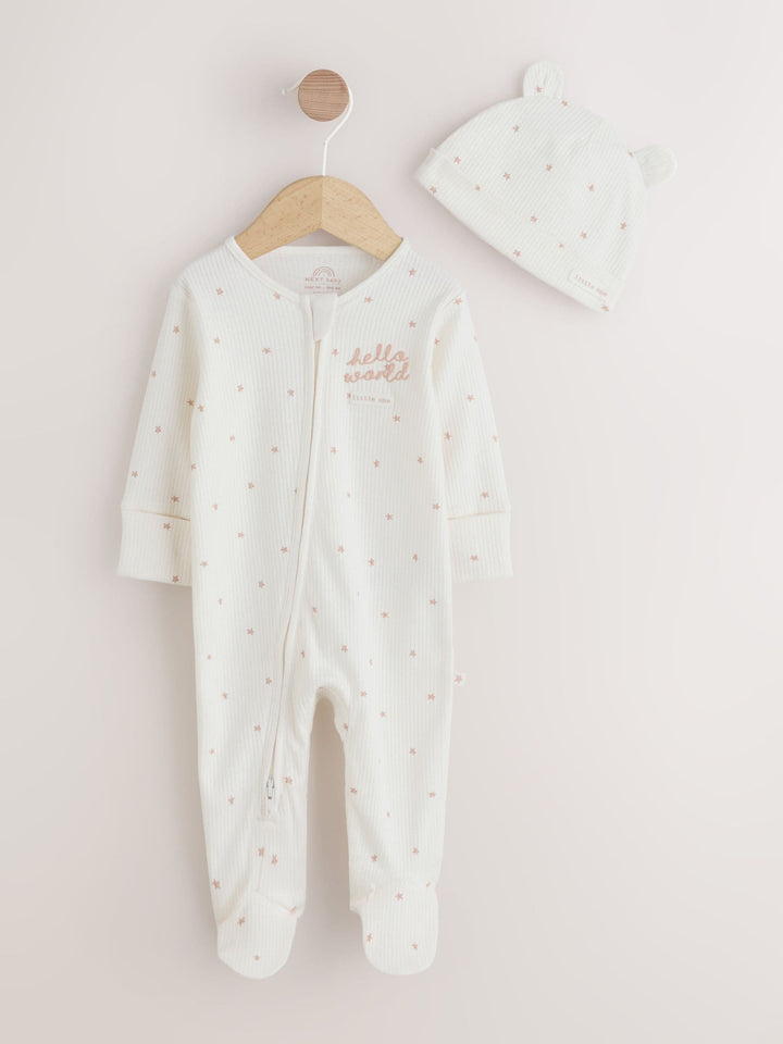 Cream Baby Sleepsuit and Hat Set (0-9mths)