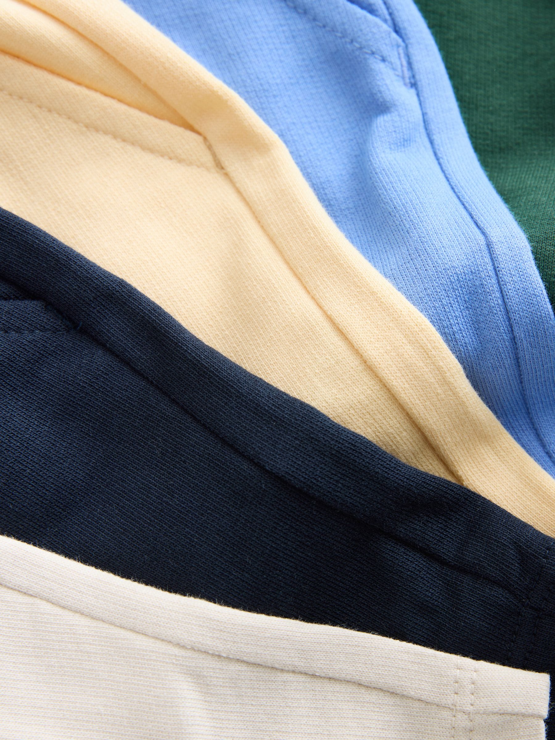 Blue/Yellow/ Navy Blue Jersey Shorts 5 Pack (3mths-7yrs)