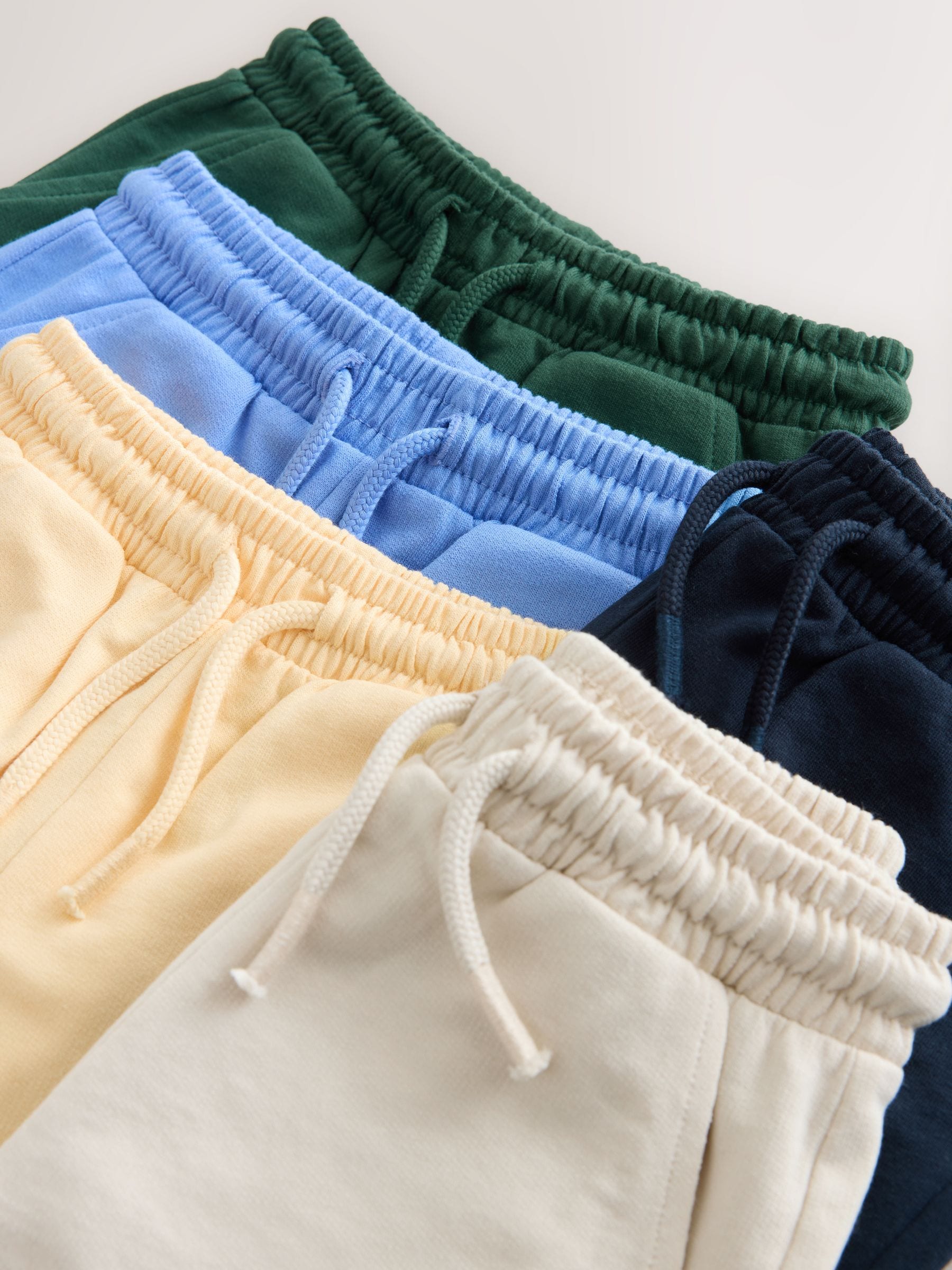 Blue/Yellow/ Navy Blue Jersey Shorts 5 Pack (3mths-7yrs)
