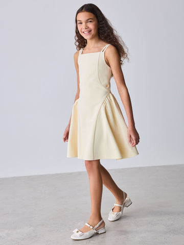 Baker by Ted Baker Structured Double Strap Skater Yellow Dress
