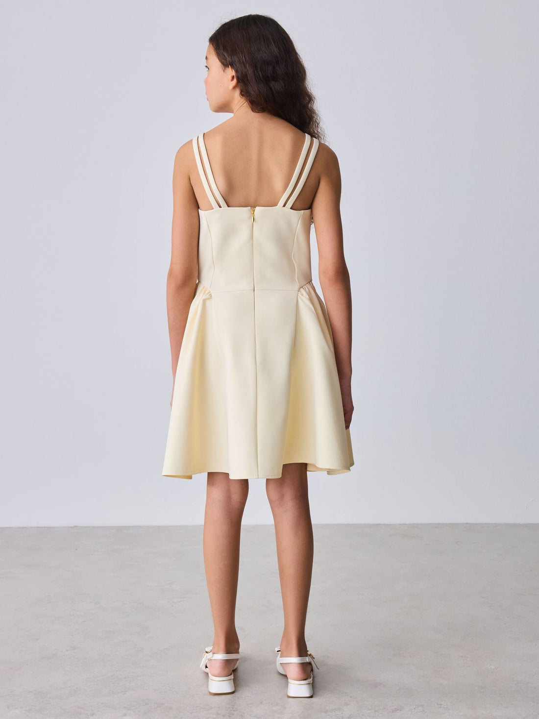 Baker by Ted Baker Structured Double Strap Skater Yellow Dress