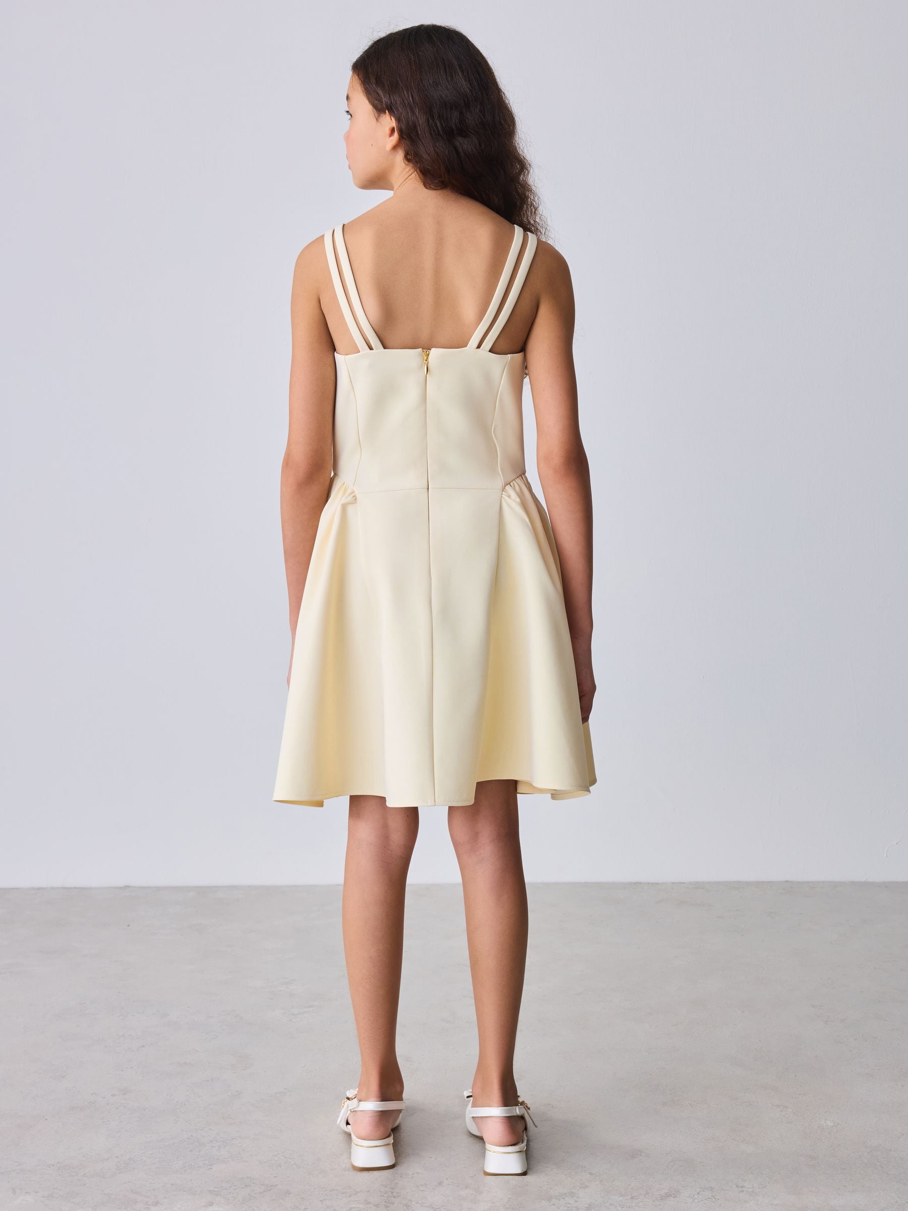 Baker by Ted Baker Structured Double Strap Skater Yellow Dress