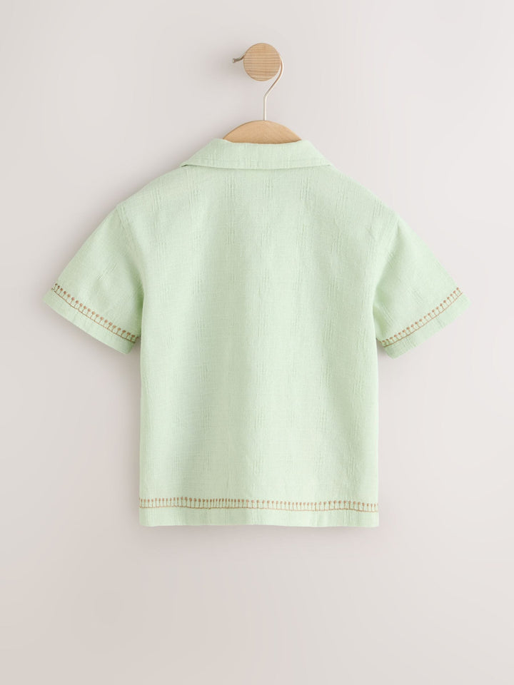 Mint Green Safari Embroidery Short Sleeve Shirt (3mths-7yrs)