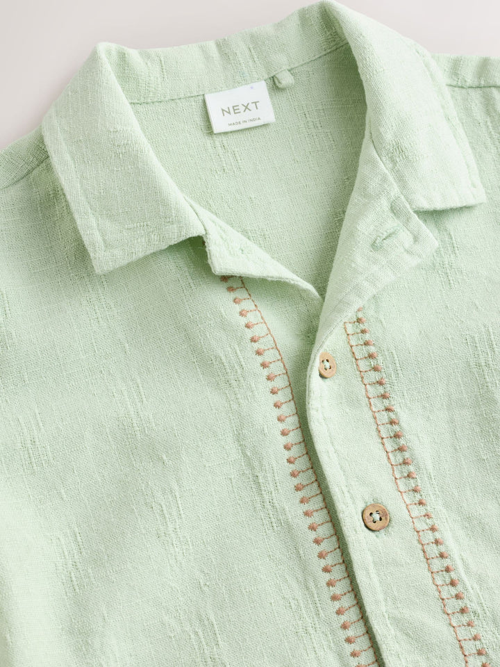 Mint Green Safari Embroidery Short Sleeve Shirt (3mths-7yrs)