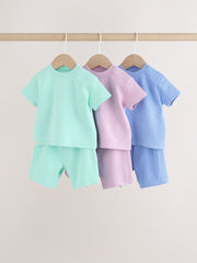 Blue/Lilac/Green Tops and Shorts 6 Piece Baby Set (0mths-2yrs)