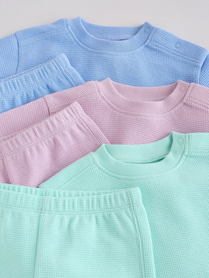 Blue/Lilac/Green Tops and Shorts 6 Piece Baby Set (0mths-2yrs)
