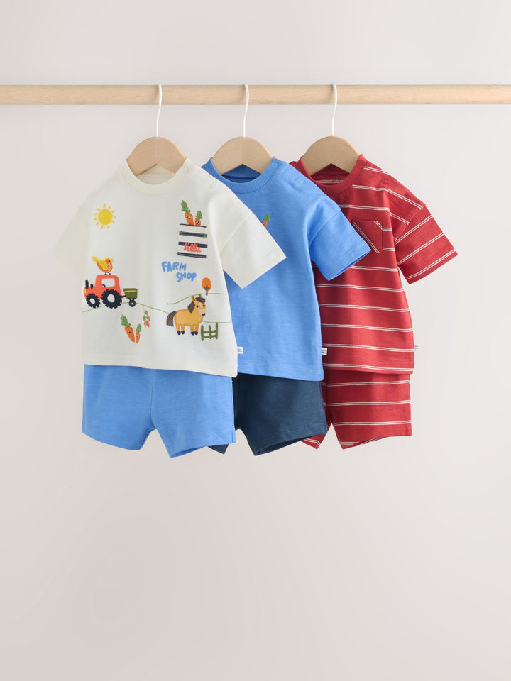 Blue/Red Homegrown Farm Tops and Shorts Baby Set 6 Piece (0mths-3yrs)