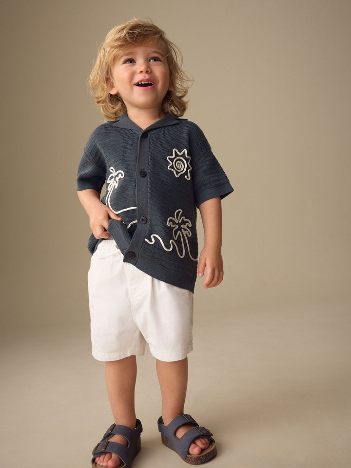 Charcoal Grey Knitted Cornelli Polo Shirt (3mths-7yrs)