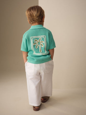 Green Knitted Cornelli Polo Shirt (3mths-7yrs)