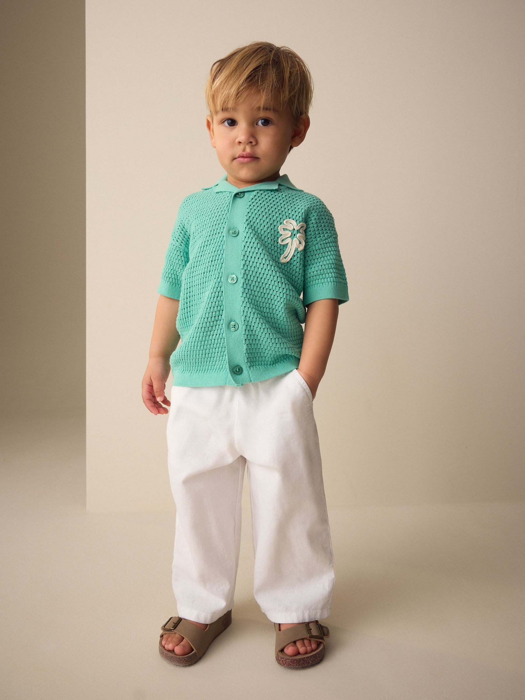 Green Knitted Cornelli Polo Shirt (3mths-7yrs)