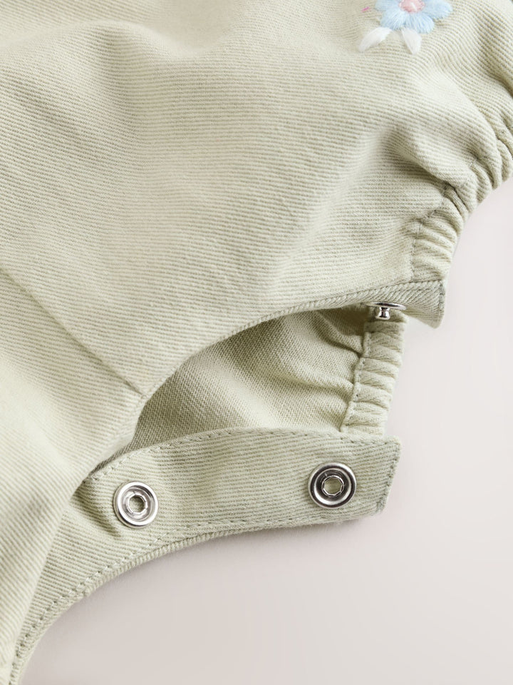 Sage Green Embroidered Baby Dungarees and Bodysuits Set 2 Piece (0mths-2yrs)