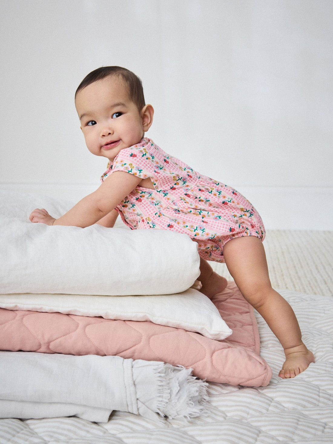 Pink Floral Bloomer Baby Romper (0mths-2yrs)
