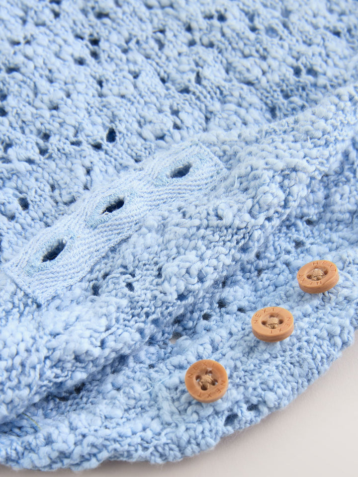 Blue Daisy Knitted Baby Romper (0mths-2yrs)