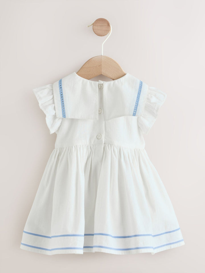 White Woven Baby Dress (0mths-2yrs)