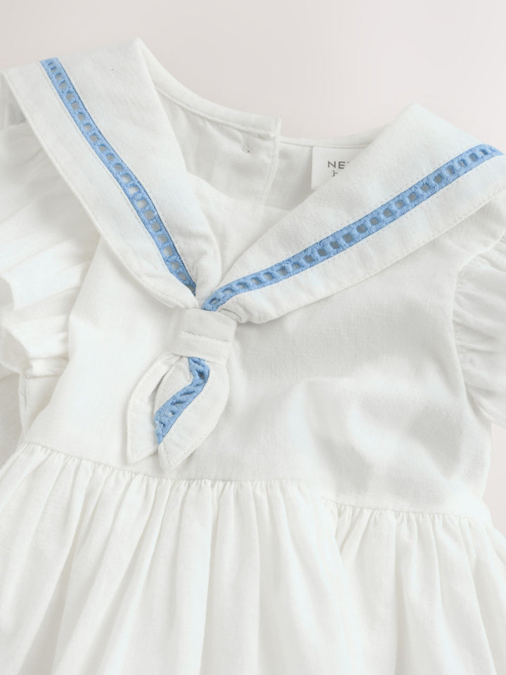 White Woven Baby Dress (0mths-2yrs)