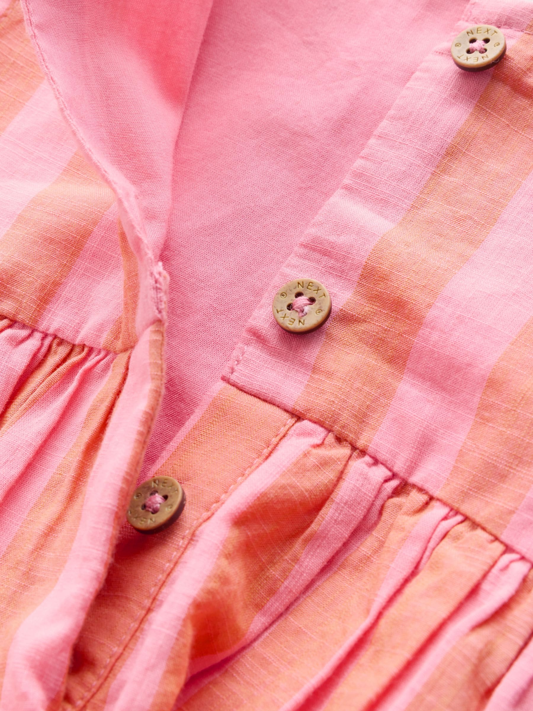 Pink Stripe Woven Baby Dress With Intergrated Bodysuit (0mths-2yrs)