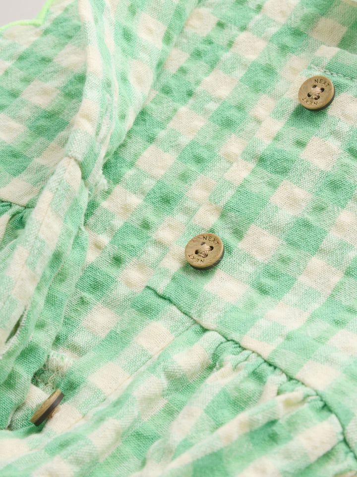 Green Gingham Woven Baby Dress With Intergrated Bodysuit (0mths-2yrs)