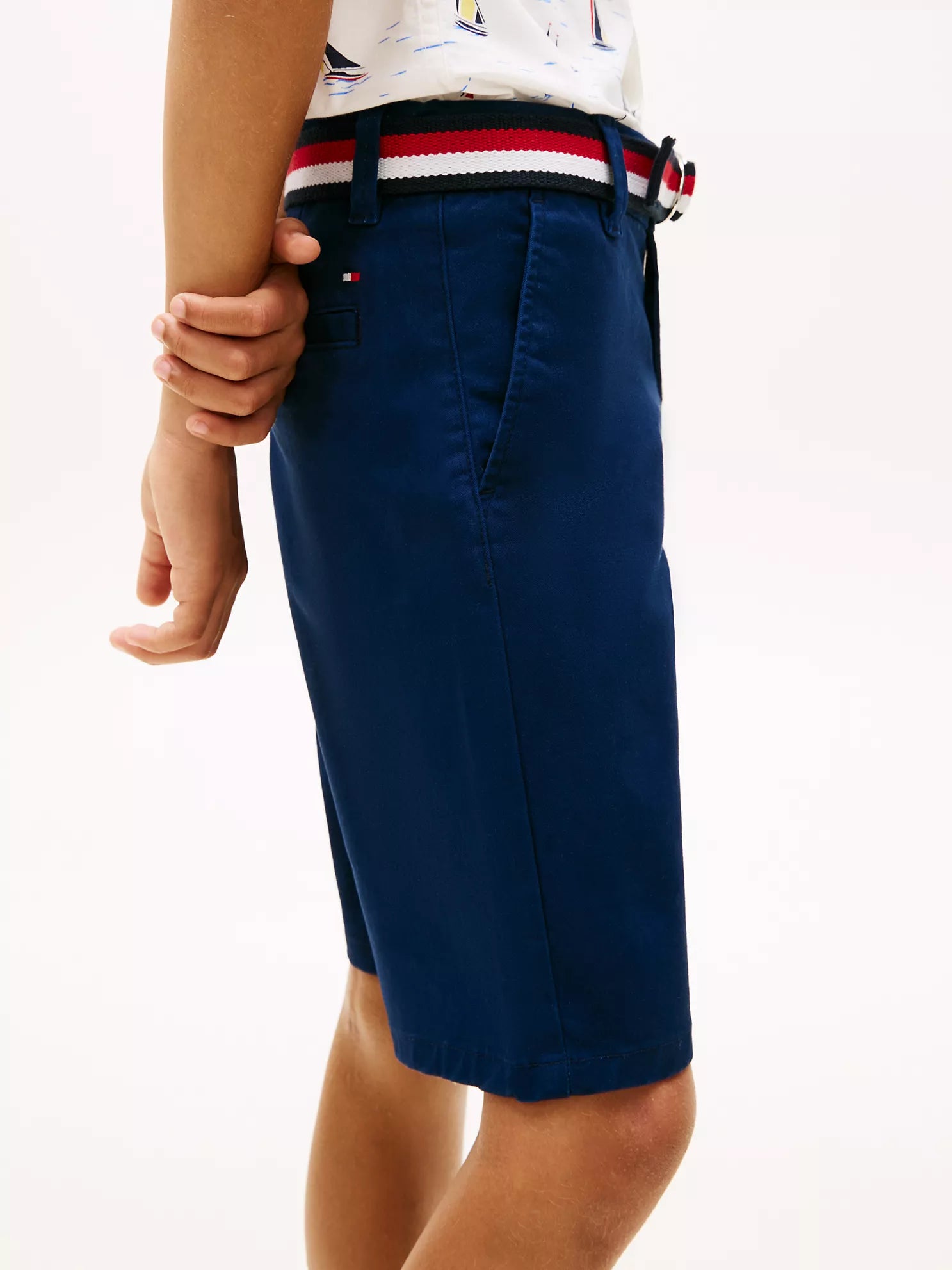 Tommy Hilfiger Boys Carbon Navy Cotton Belted Chino Twill Shorts
