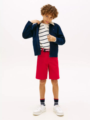 Tommy Hilfiger Boys Classic Red Belted Chino Shorts for Kids