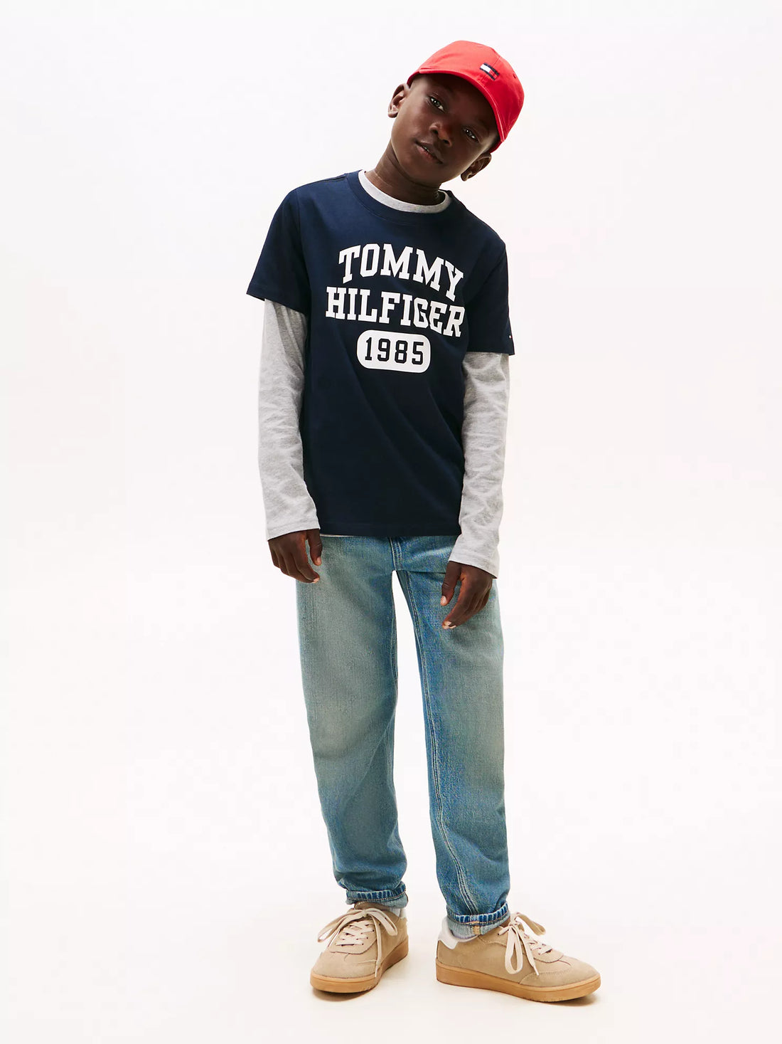 Tommy Hilfiger Boys Varsity Logo Cotton Crewneck Graphic T-Shirt