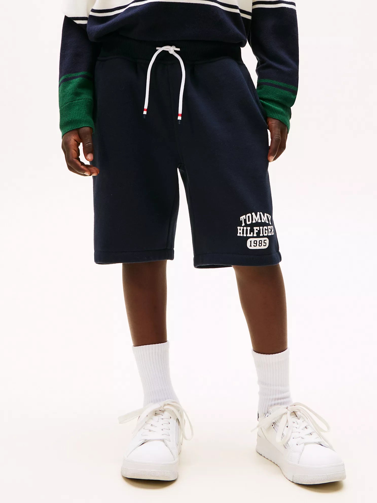 Tommy Hilfiger Boys Navy Logo Sweatshorts Comfortable Cotton Blend Activewear