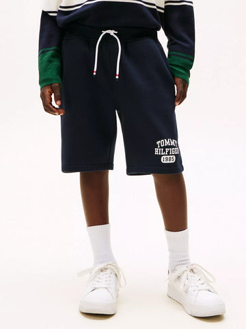 Tommy Hilfiger Boys Navy Logo Sweatshorts Comfortable Cotton Blend Activewear