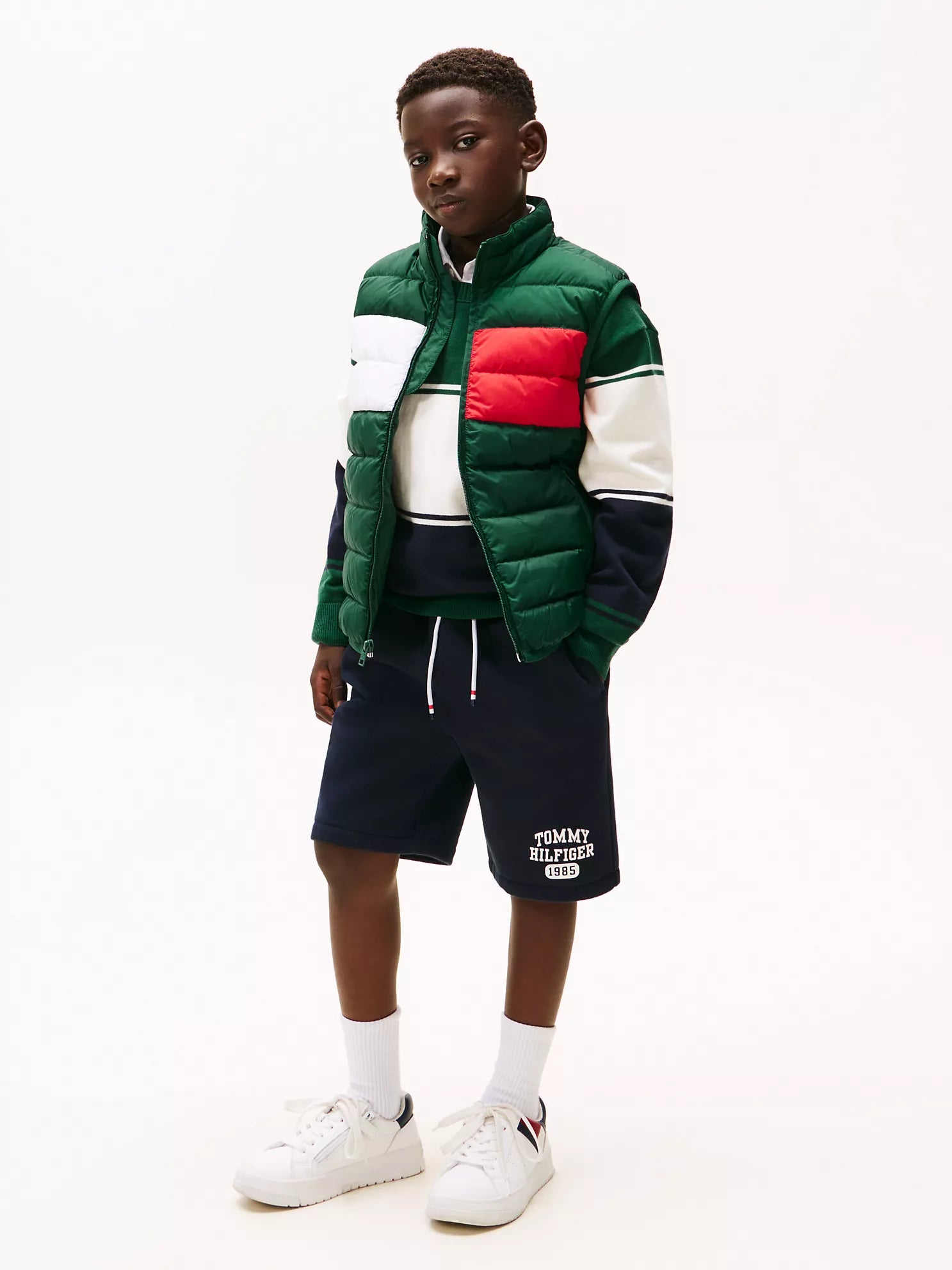 Tommy Hilfiger Boys Navy Logo Sweatshorts Comfortable Cotton Blend Activewear