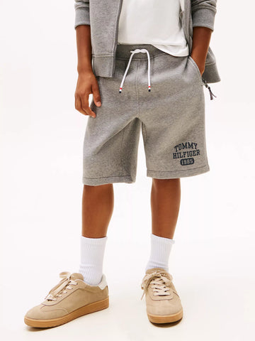 Tommy Hilfiger Boys Logo Sweatshort Comfortable Grey Cotton Drawstring Shorts