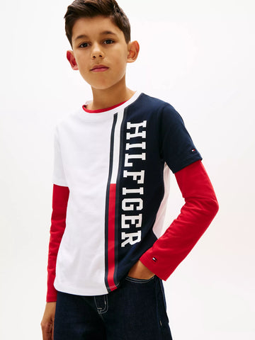 Kids' Vertical Colorblock Logo T-Shirt