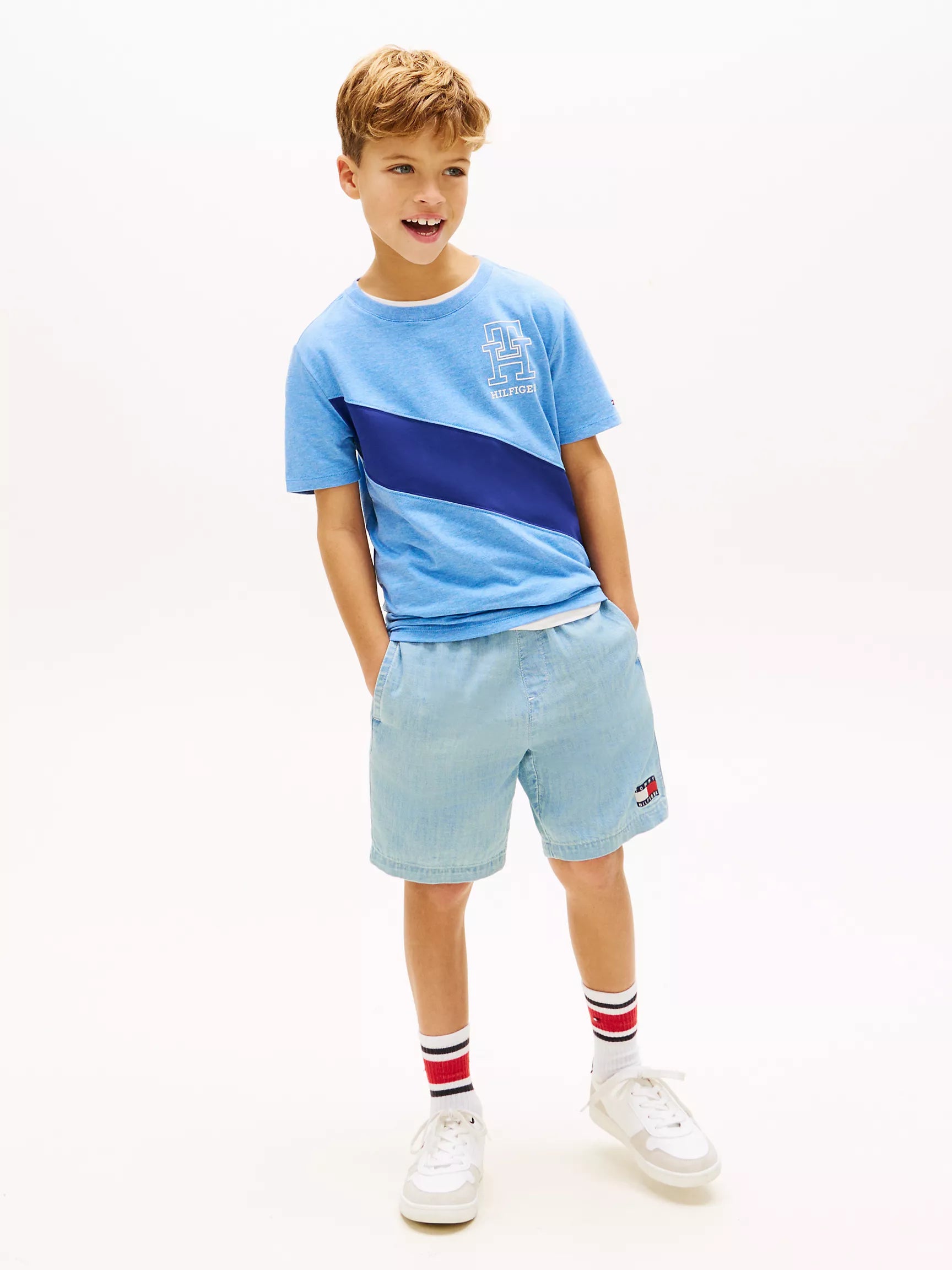 Kids' Monogram Banner Stripe T-Shirt