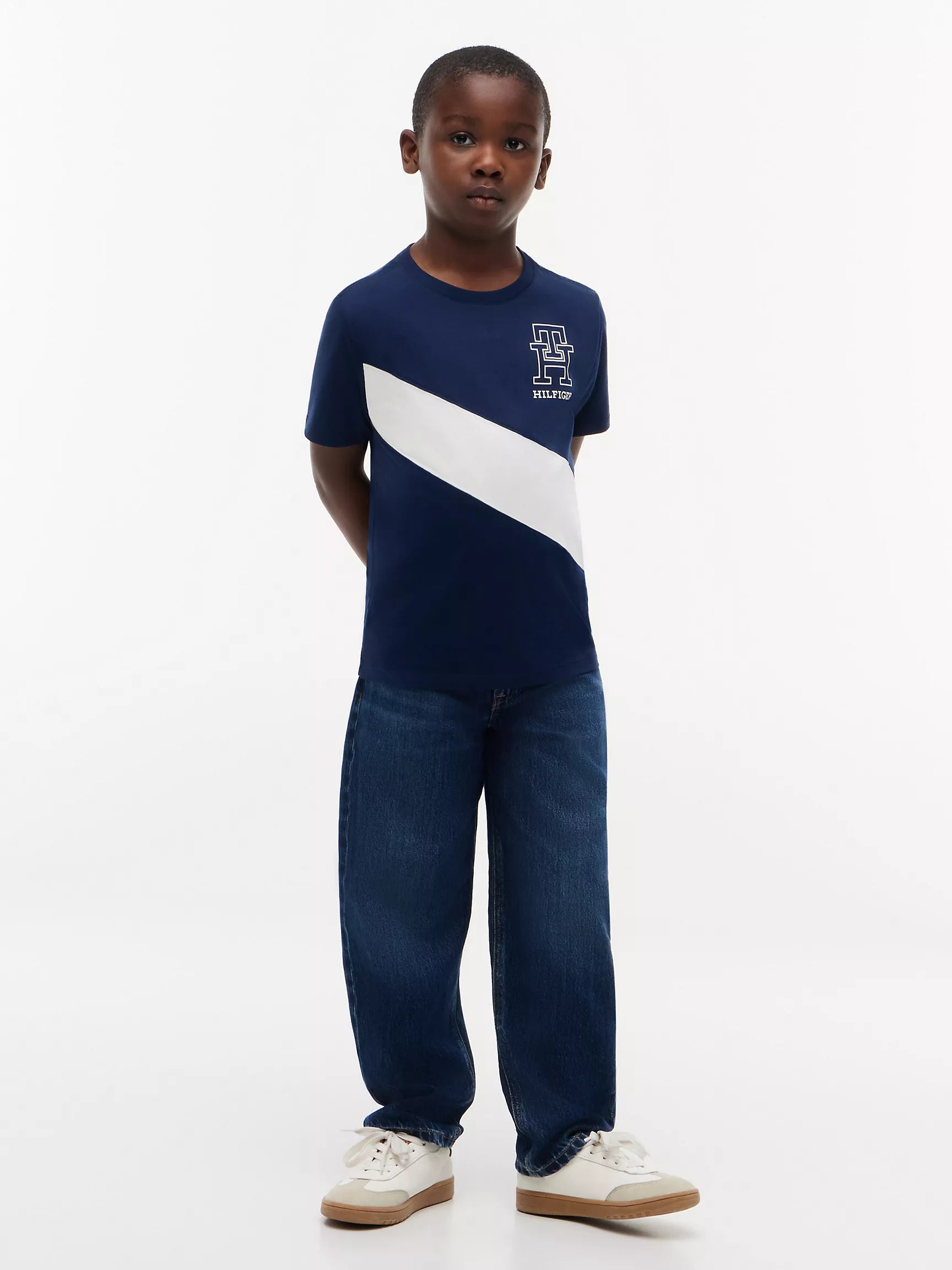 Kids' Monogram Banner Stripe T-Shirt