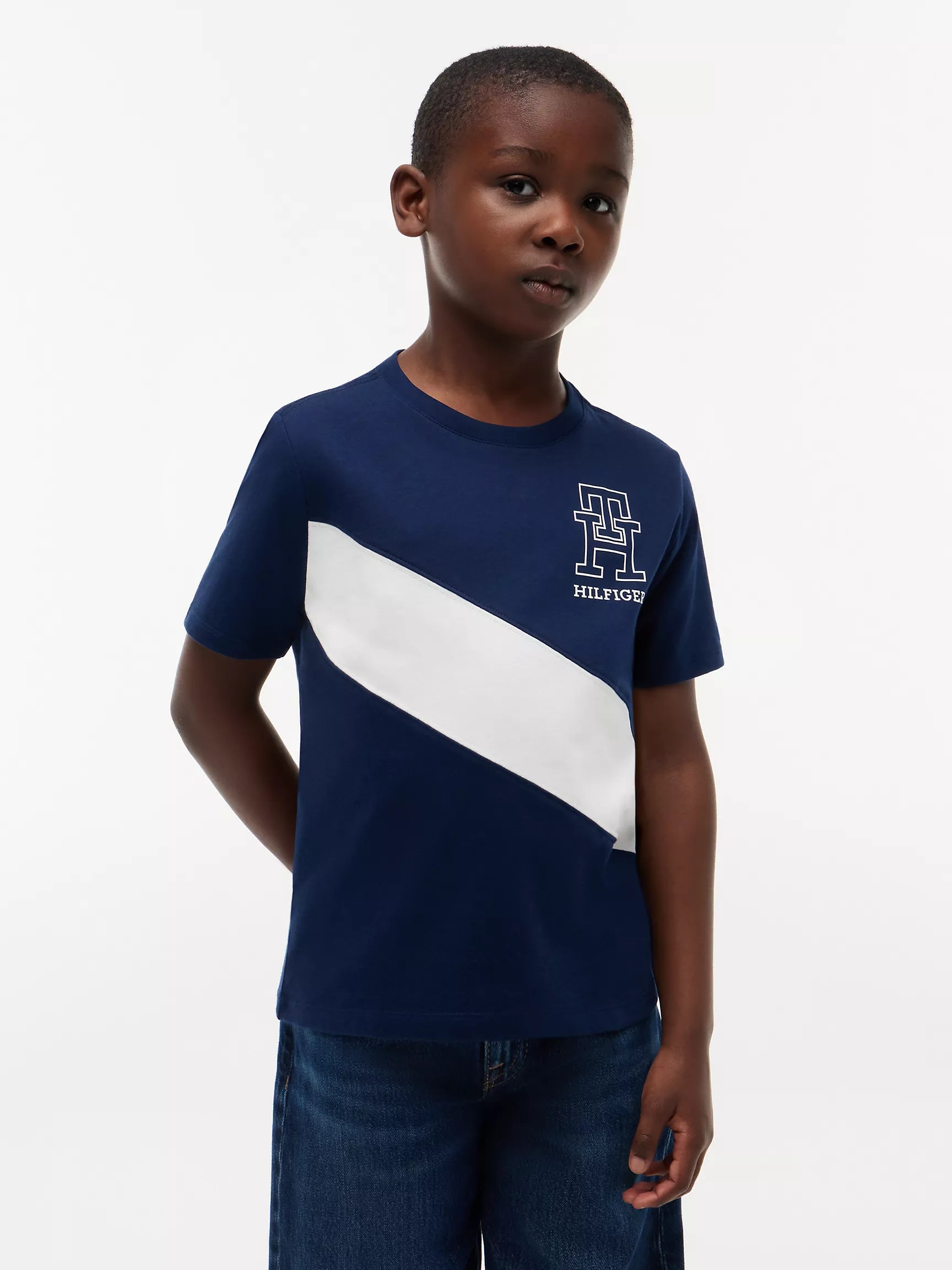 Kids' Monogram Banner Stripe T-Shirt