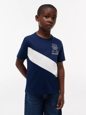 Kids' Monogram Banner Stripe T-Shirt