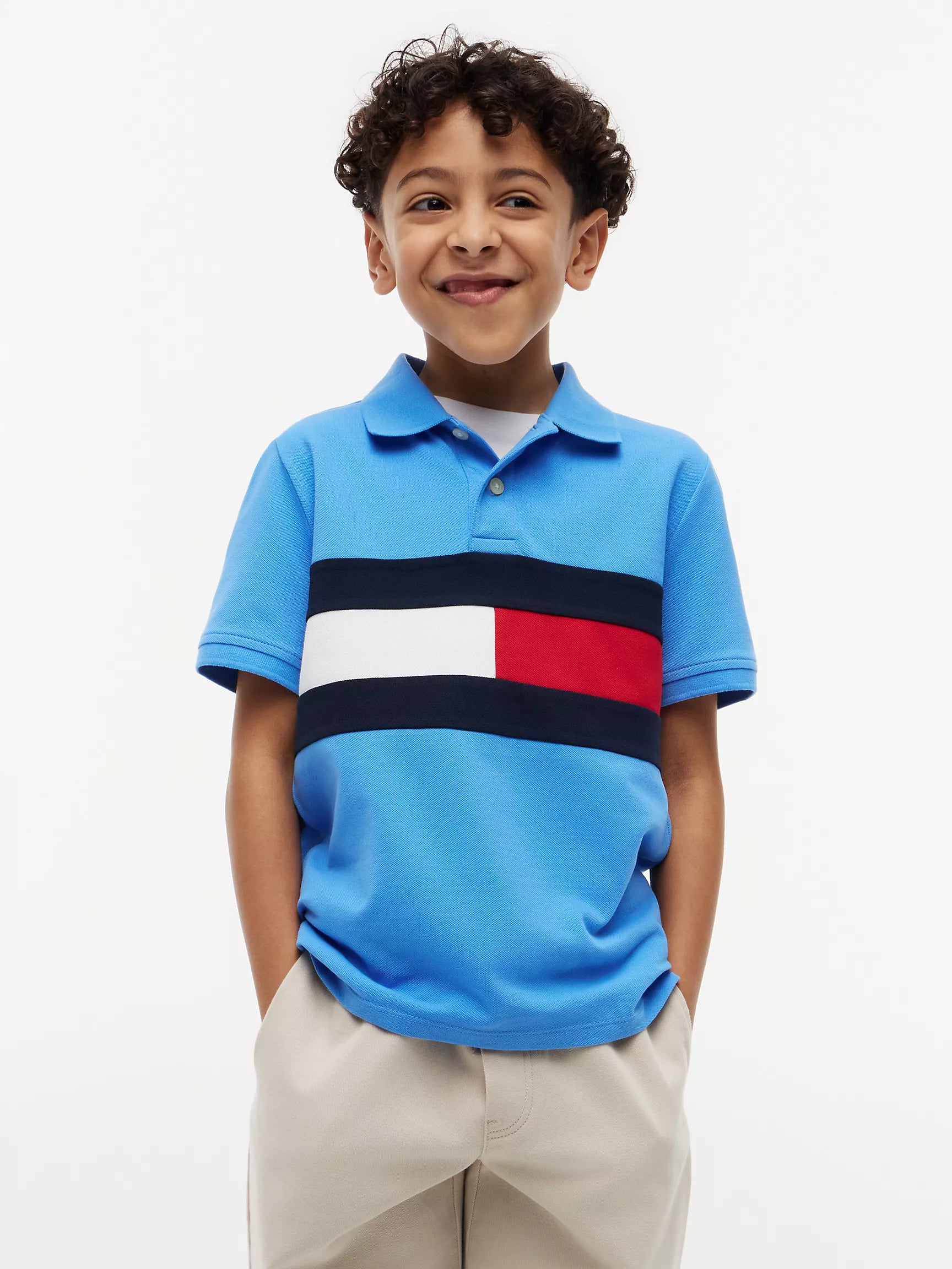 Kids' Colorblock Flag Stretch Polo