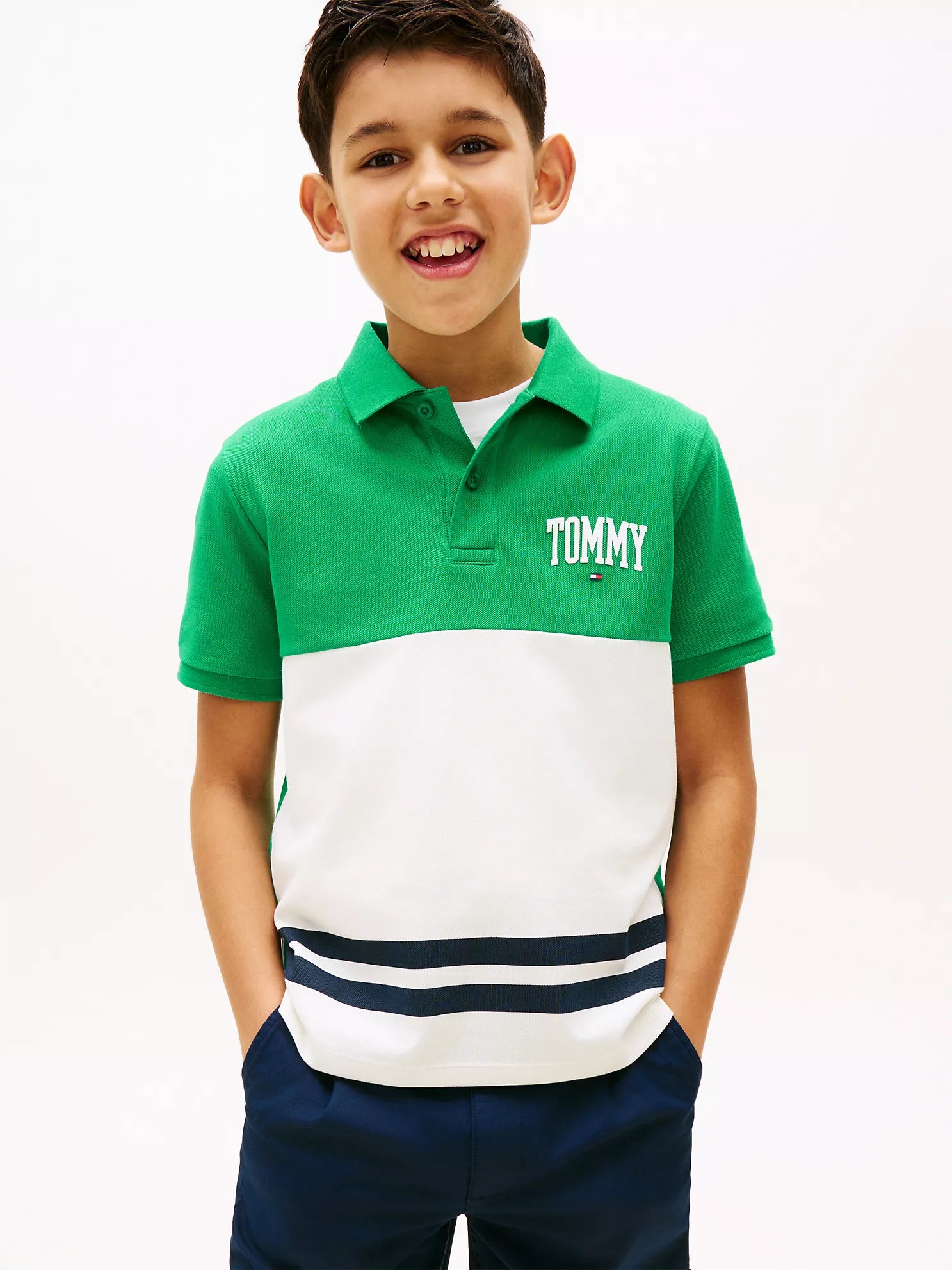 Colorblock Logo Polo Shirt Sz 6-7