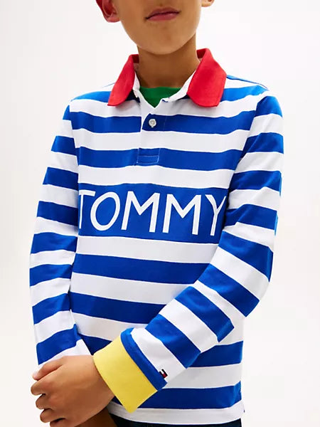 Rugby Stripe Contrast Trim Polo Sz 6-7