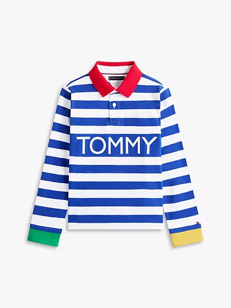 Rugby Stripe Contrast Trim Polo Sz 6-7