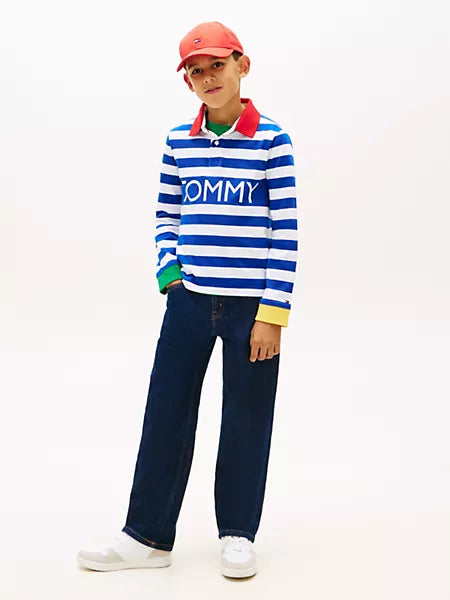 Rugby Stripe Contrast Trim Polo Sz 6-7