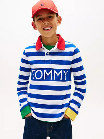 Rugby Stripe Contrast Trim Polo Sz 6-7
