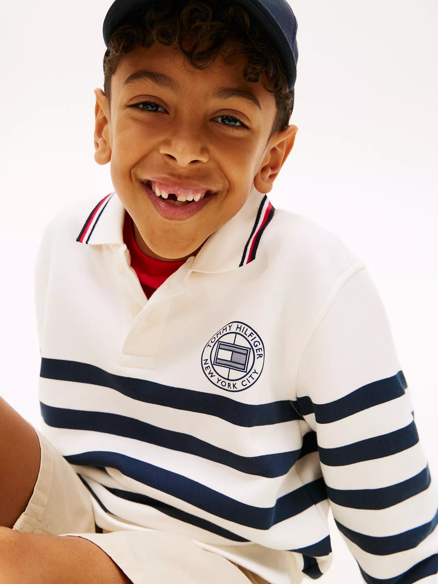 Nautical Stripe Polo Sweatshirt Sz 12-14