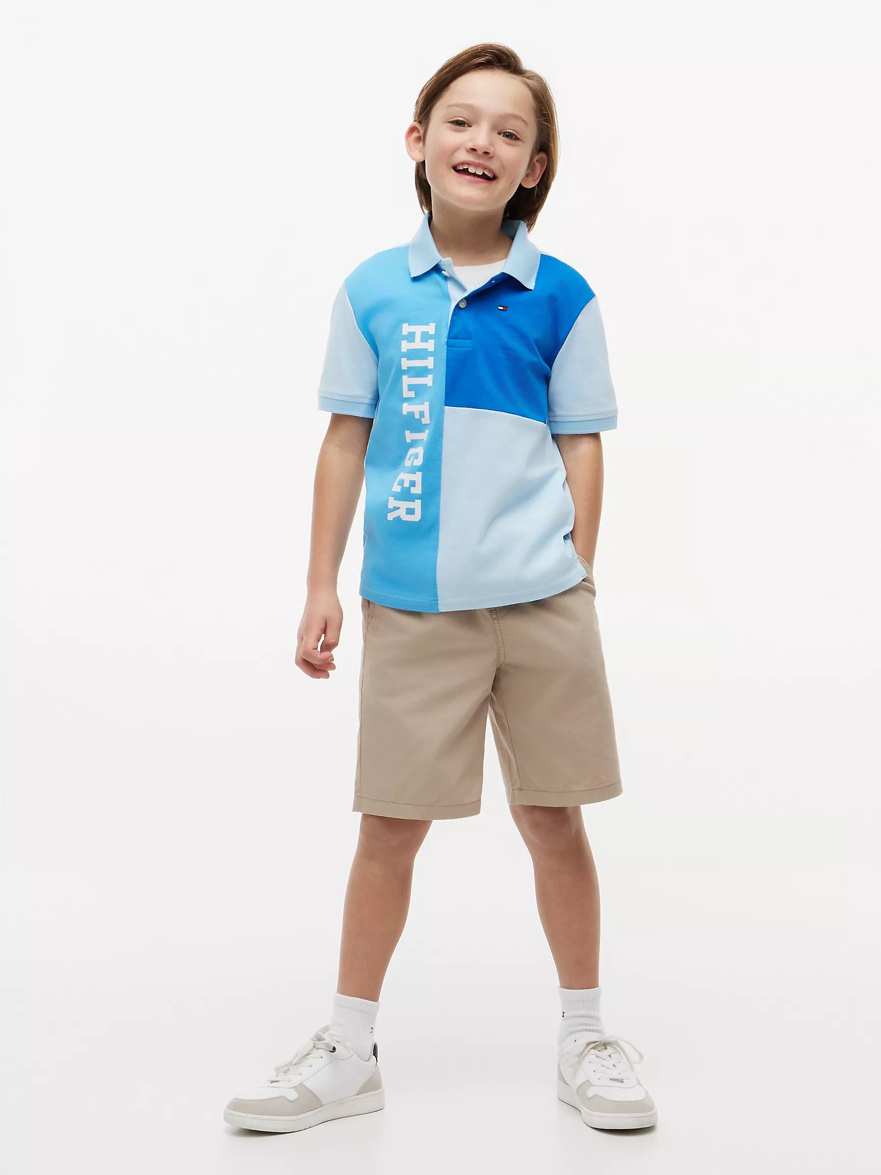 Kids' Colorblock Logo Stretch Polo
