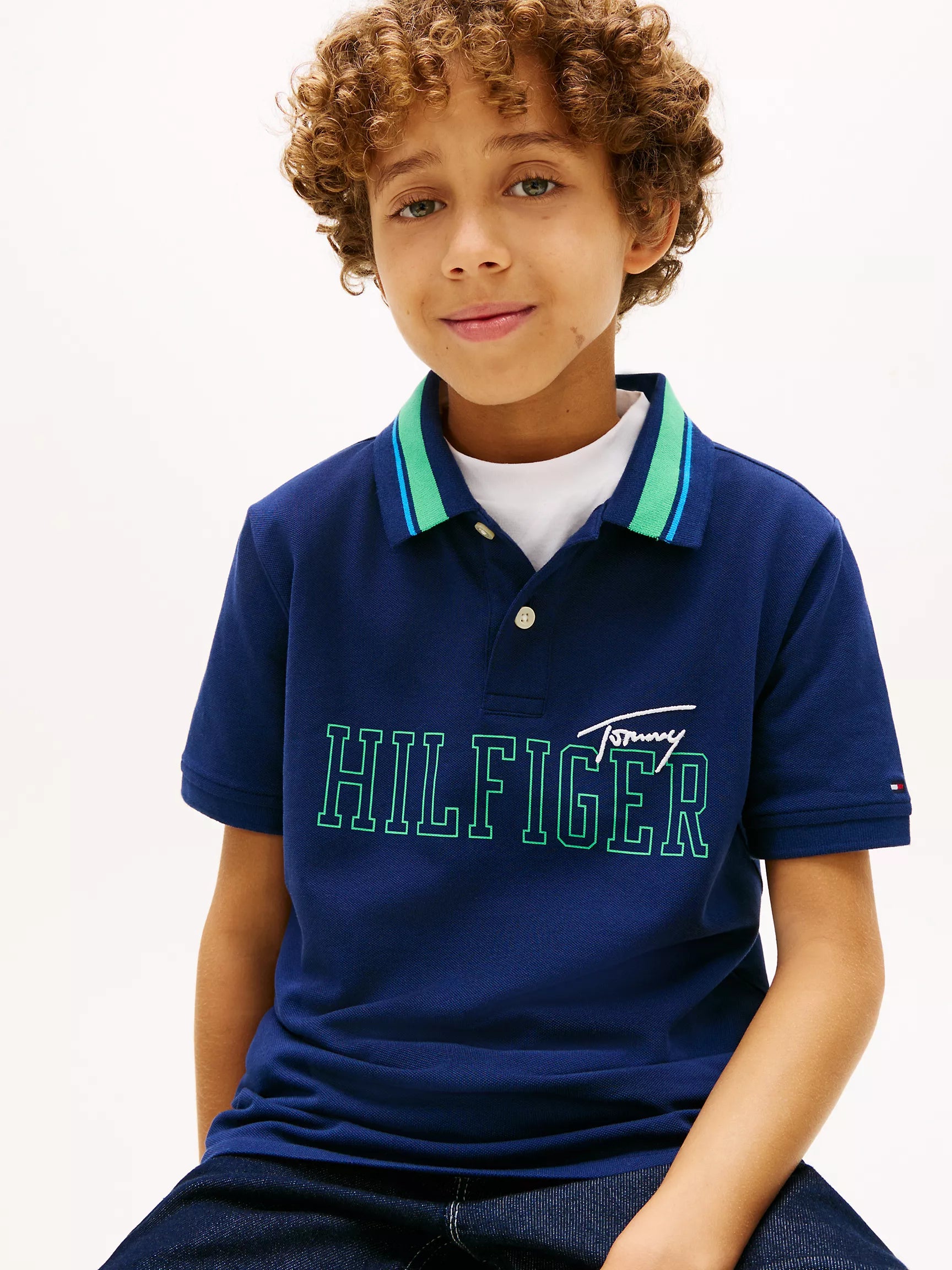 Kids' Hilfiger Logo Stretch Polo Sz 16