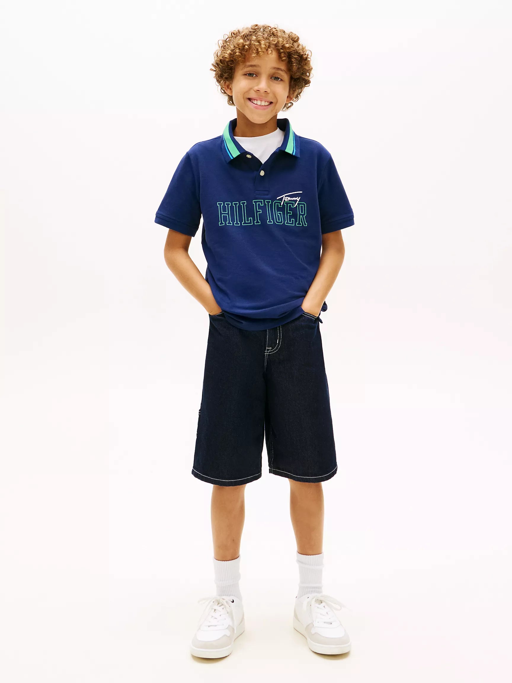 Kids' Hilfiger Logo Stretch Polo Sz 16
