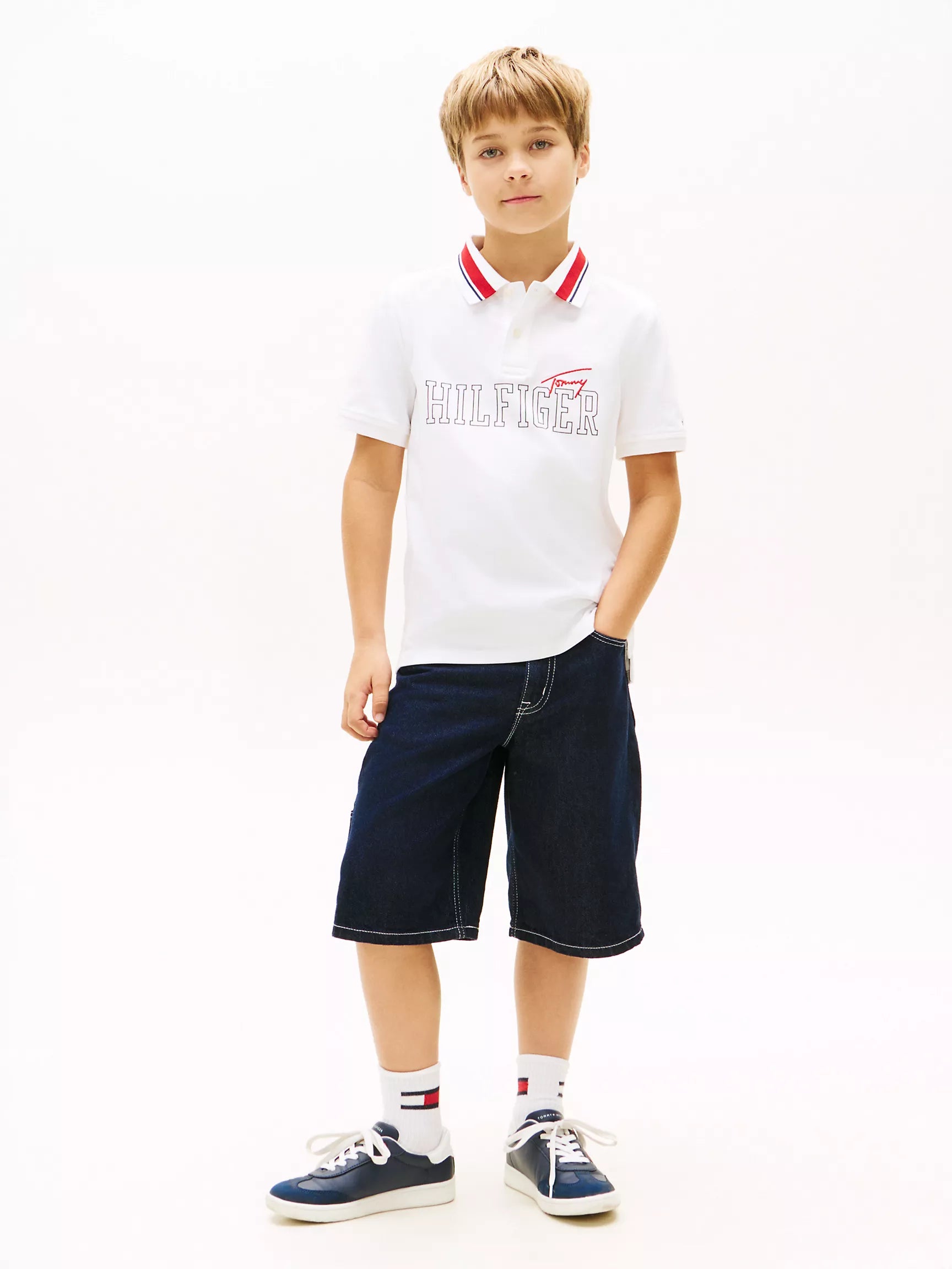 Kids' Hilfiger Logo Stretch Polo 8-10