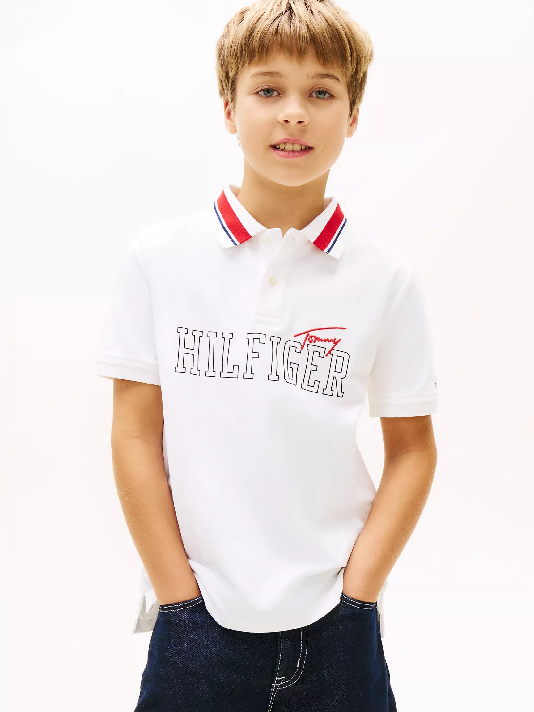 Kids' Hilfiger Logo Stretch Polo 8-10